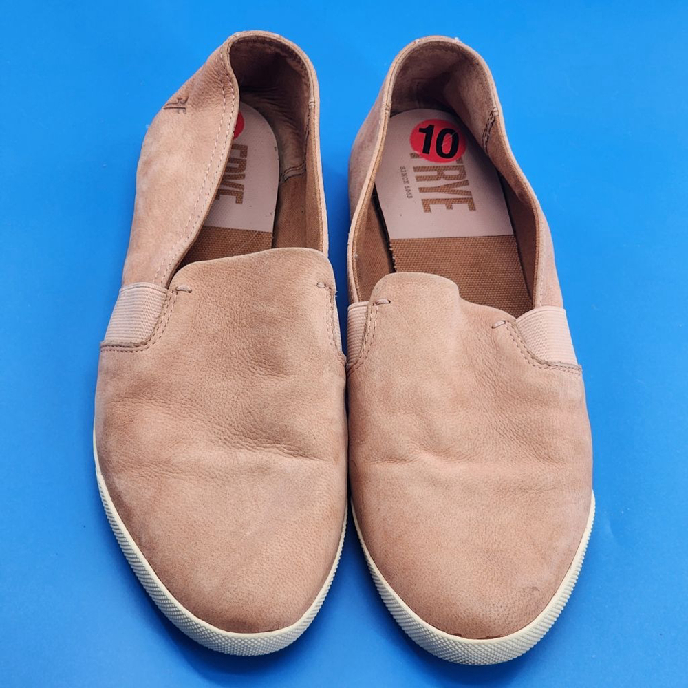 FRYE‎ Lisa Slip-On Flats Buff Clay Nubuck Leather Comfort Shoes